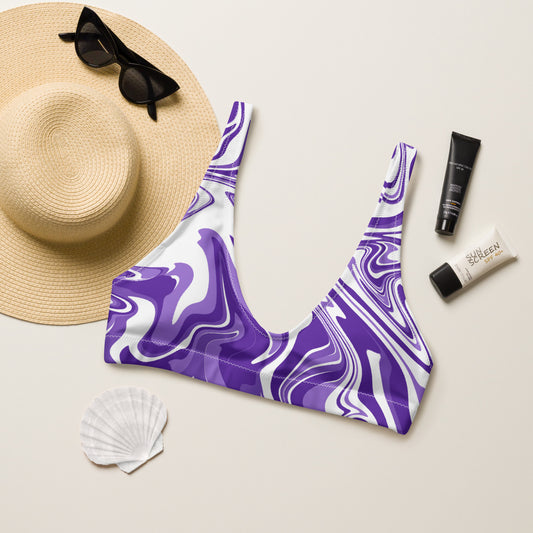 Purple Marble Padded Bikini Top